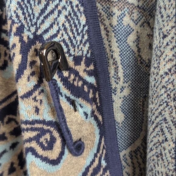 J. Jill Blue Mixed Print Knit Open Cardigan Size Medium Tall - Picture 8 of 12